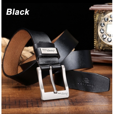 Pasek męski JEEP czarny skóra naturalna